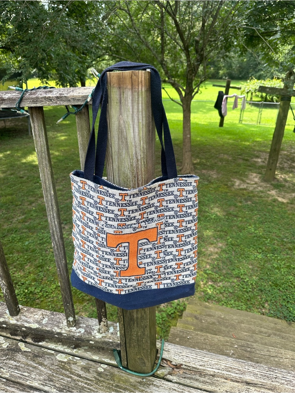 Navy & Orange Canvas Tote Bag